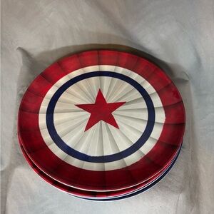 Sur La Table Red and Blue Star Patriotic Melamine Dinner Plates 7.25 inches (4)